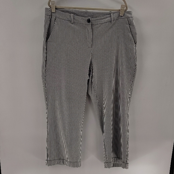 Lane Bryant Striped Pants Size 20 Black And White Stripe Cuffed Hem With Pockets - Picture 1 of 6